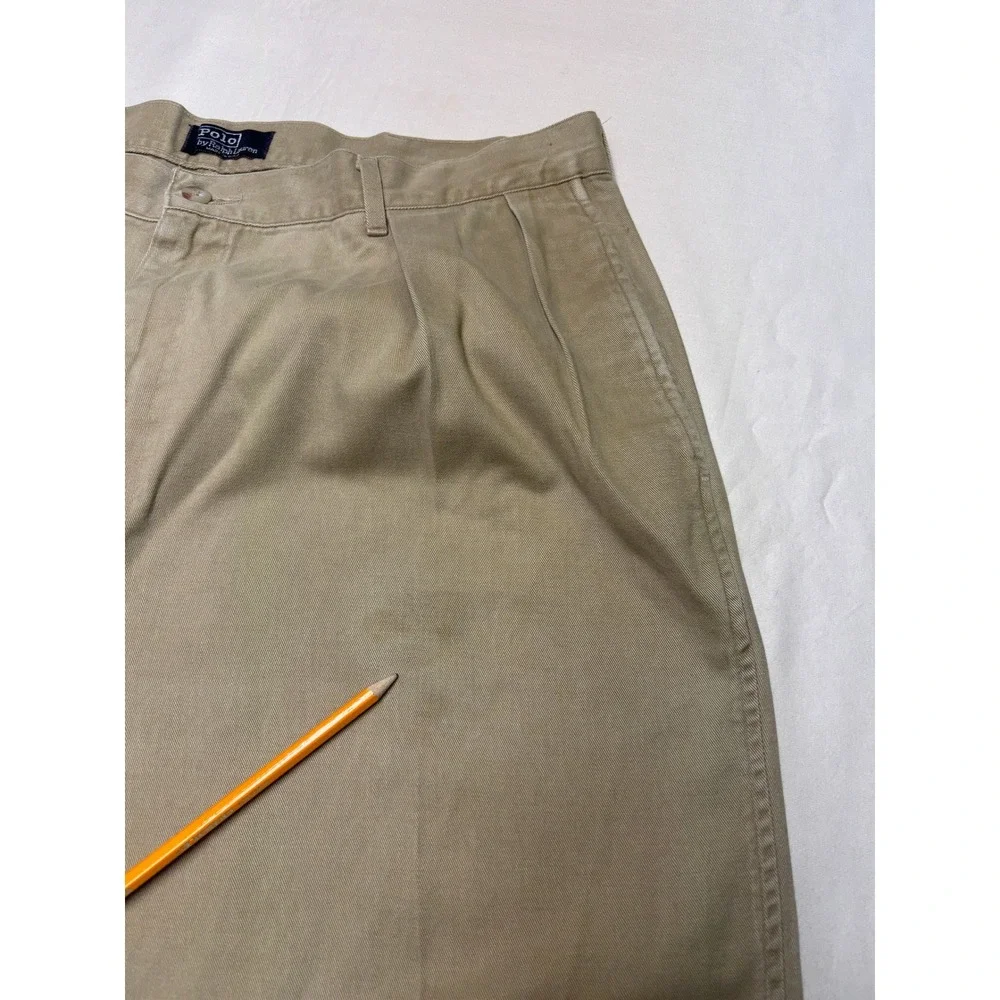 Vintage 90s  Polo Ralph Lauren Chino Pants 38x30 Khaki Pleated Made in USA